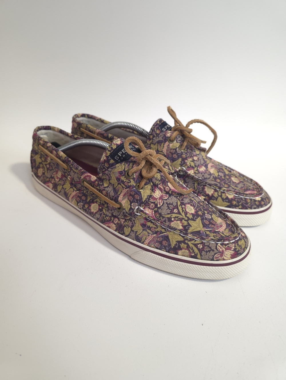 Sperry Top Sider Womens Floral Canvas Boat Sneakers Shoes Purple Green Size 12